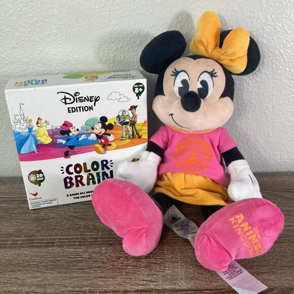 Disney Animal Kingdom Minnie Mouse Plush Lot & Color Brain Game Bundle 8+ Years - Picture 2 of 13